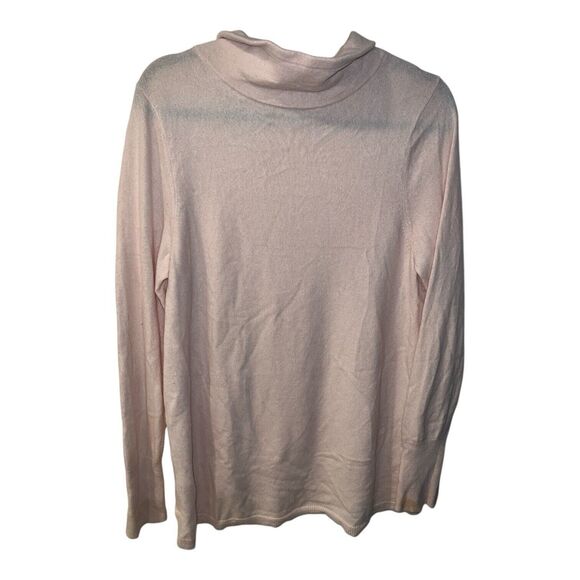 Talbots Sweater Womens XL Pure Cashmere Light Pink Roll Neck Tunic Mock Neck - Picture 1 of 8